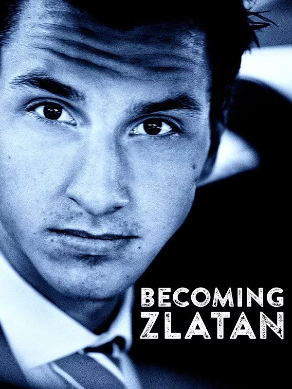 Un portrait en noir et blanc d'une personne avec le texte "BECOMING ZLATAN" en bas à droite.